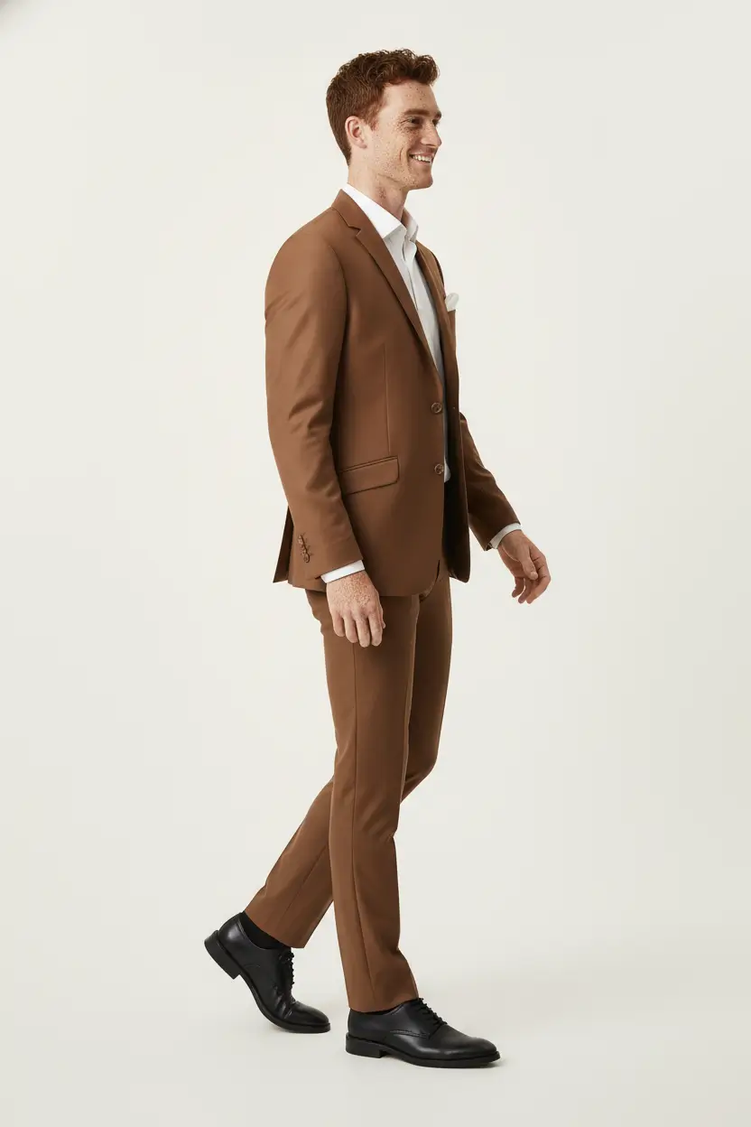 Men's Terracotta/Caramel Suit Slim Fit Image 2