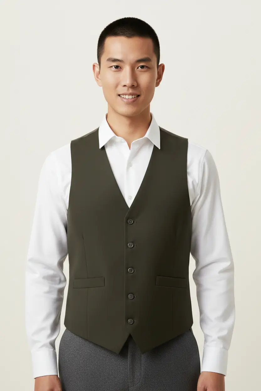 Men's Olive Green Vest Image 1