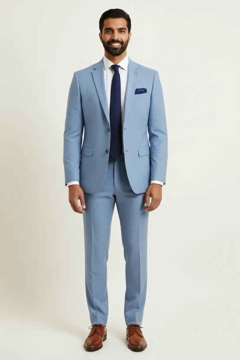 Men's Dusty Blue Suit Slim Fit Image 1
