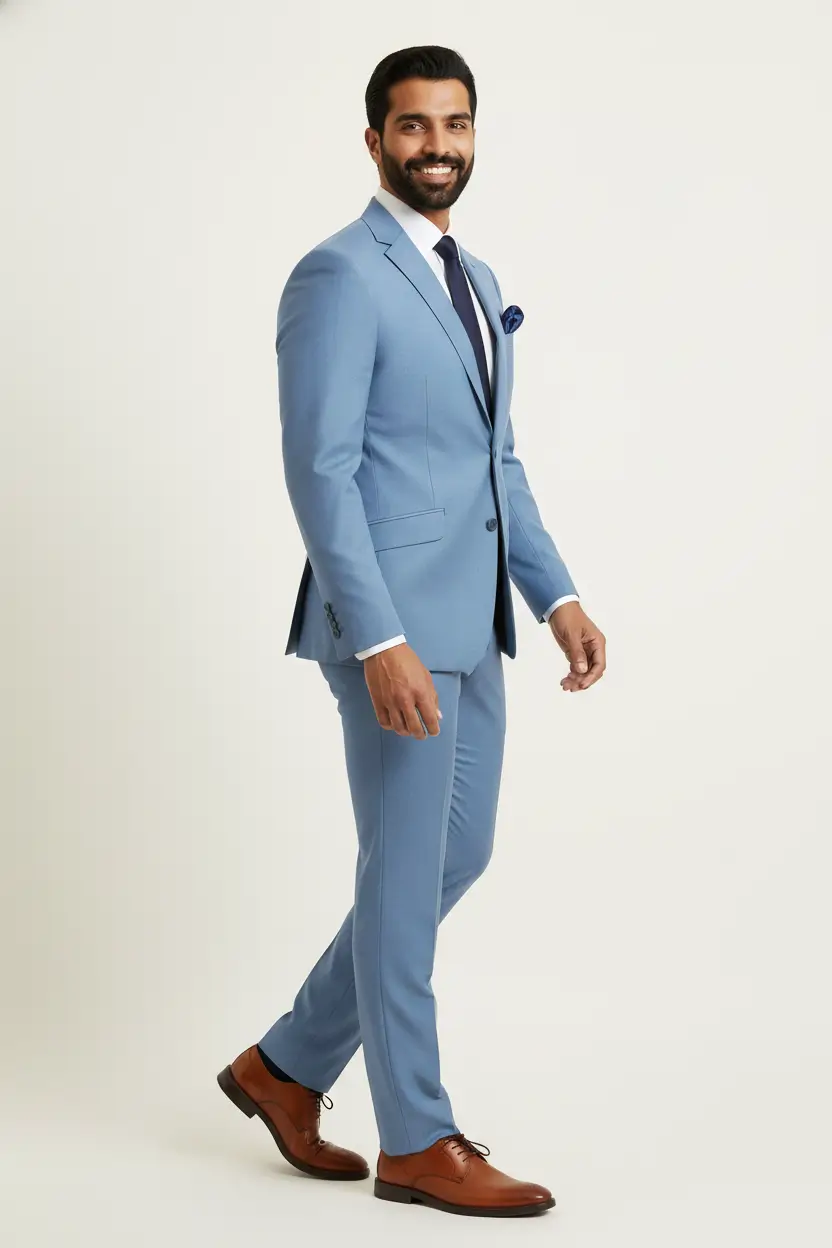 Men's Dusty Blue Suit Slim Fit Image 2