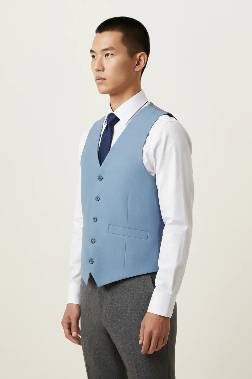 Men's Dusty Blue Vest Image 2