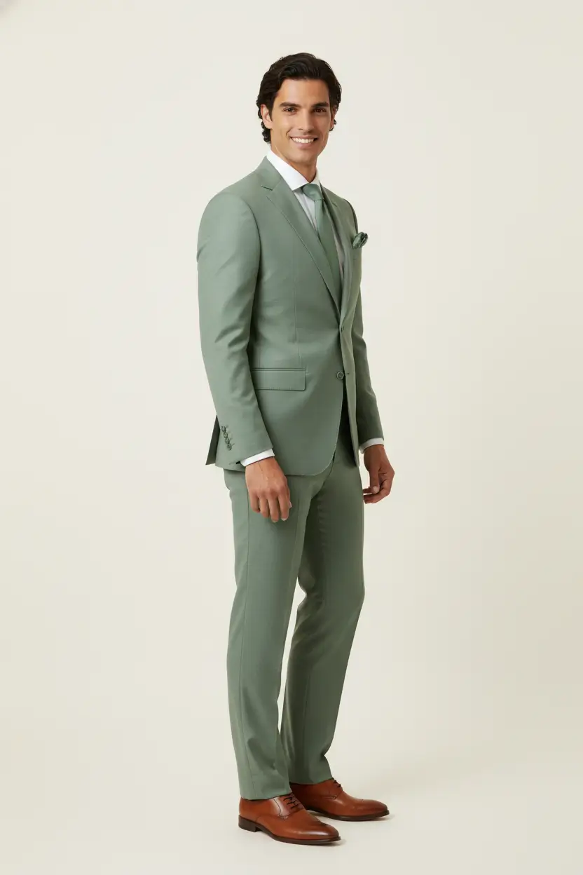 Men's Sage Green Suit Slim Fit Image 2