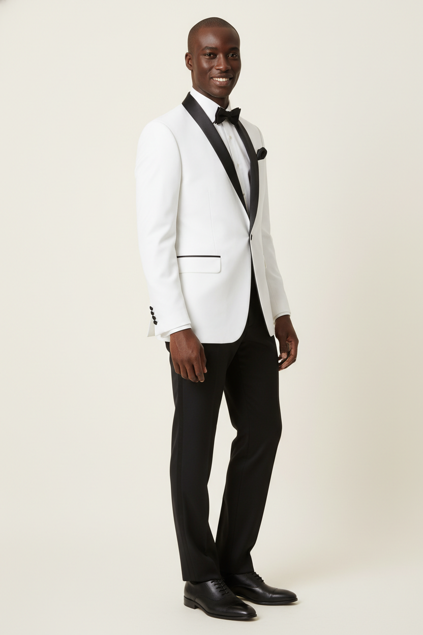 Men's White Tuxedo Slim Fit Shawl Lapel Image 2