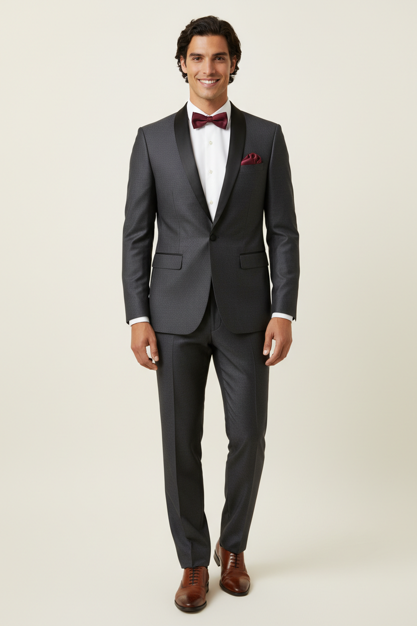 Men's Charcoal Gray Slim Fit Shawl Tuxedo Image 1