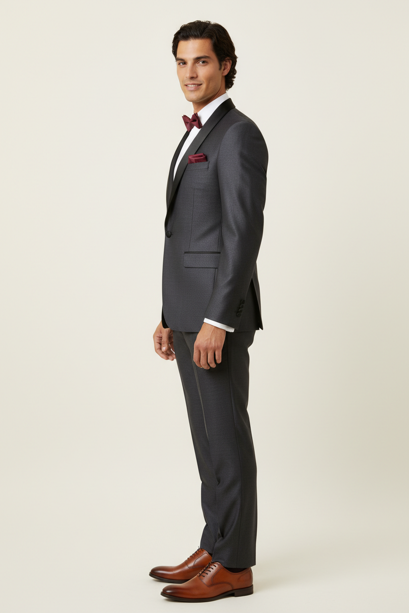 Men's Charcoal Gray Slim Fit Shawl Tuxedo Image 2