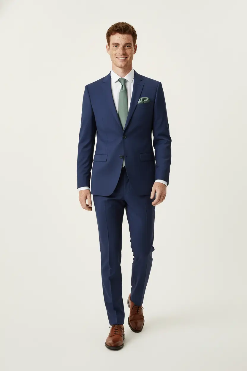 Men's Ink Blue Suit Notch Lapel