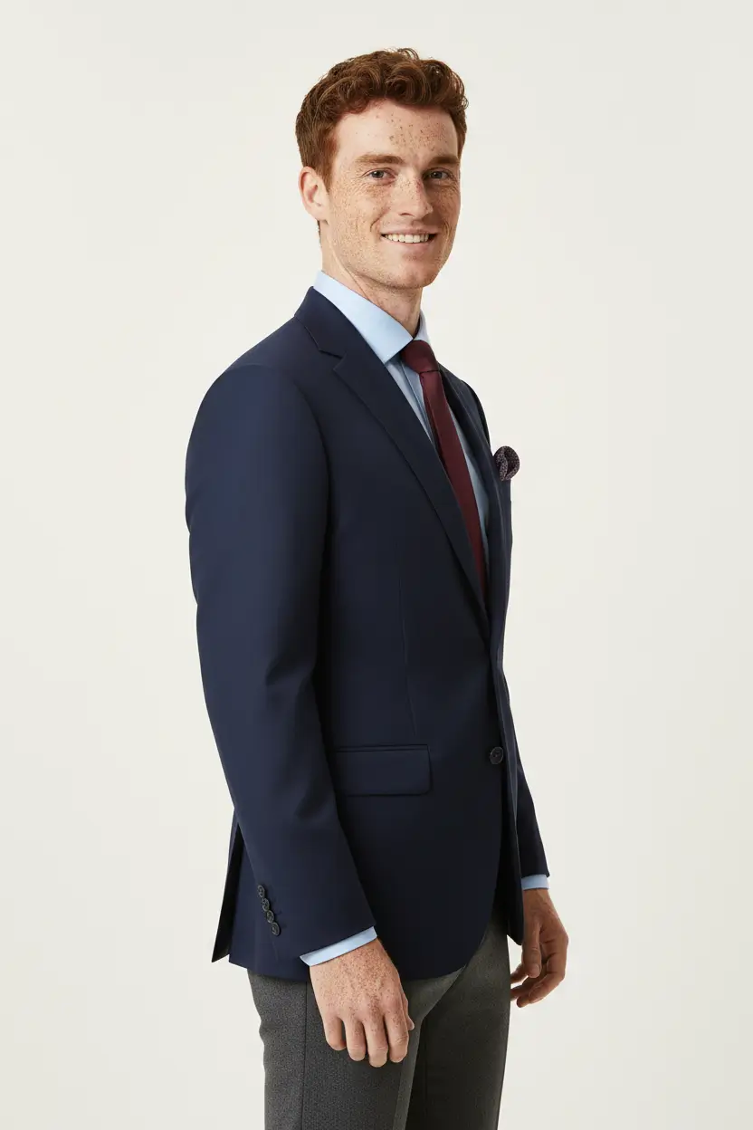 Men's Solid Ink Blue Navy Blazer/Sport Coat Image 2