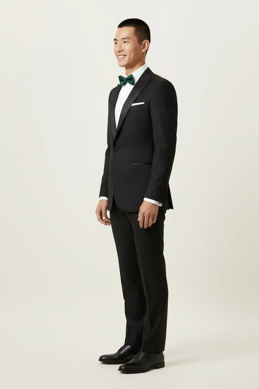 Men's Black Tuxedo Slim Fit Peak Lapel Image 2