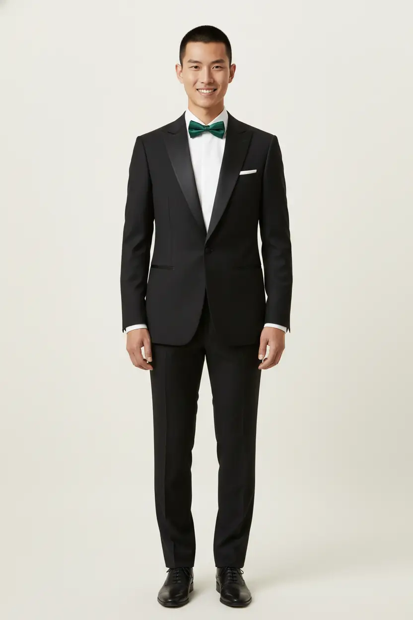 Men's Black Tuxedo Slim Fit Peak Lapel Image 1
