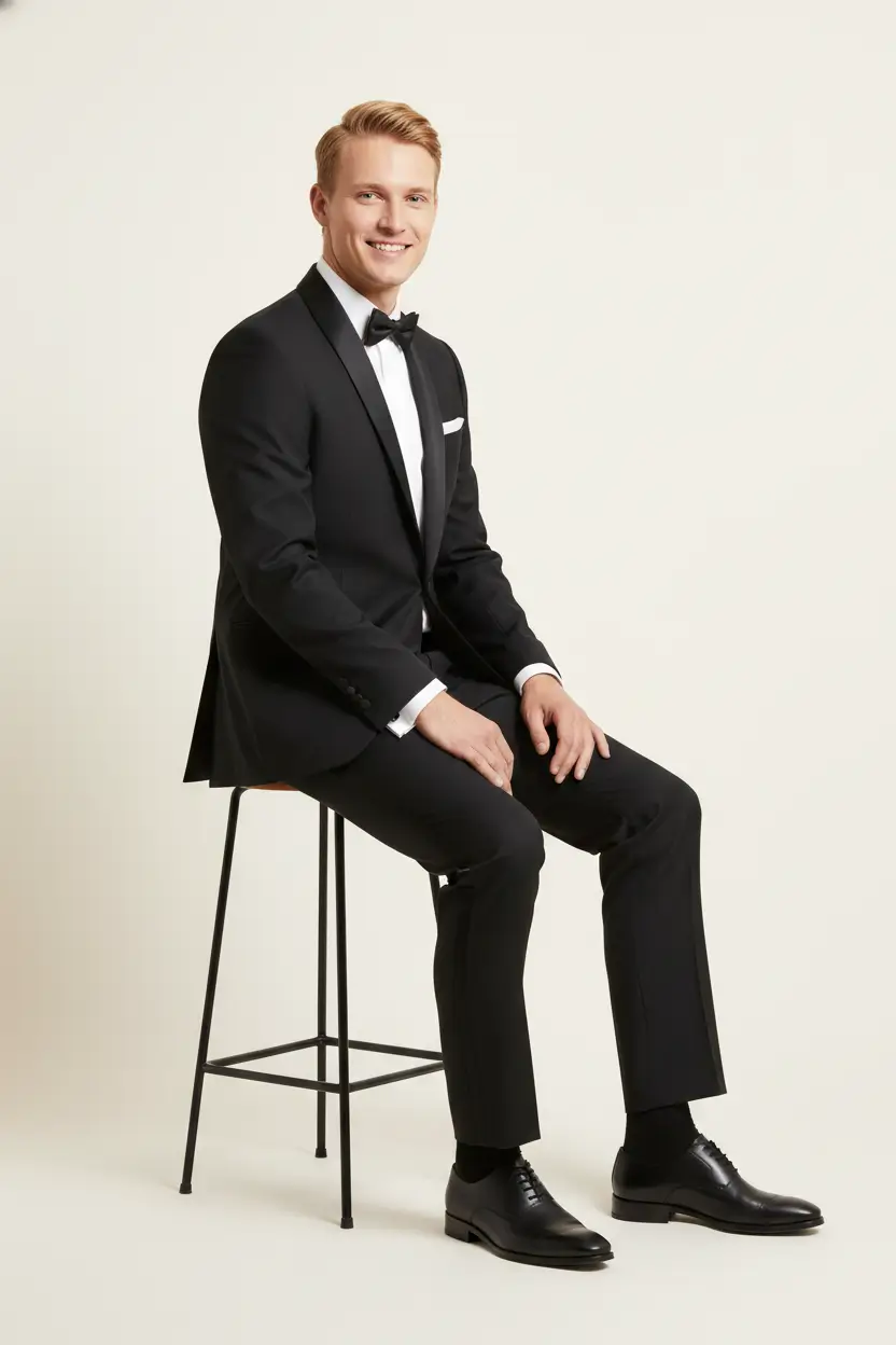 Men's Black Slim Fit Shawl Lapel Tuxedo Image 2