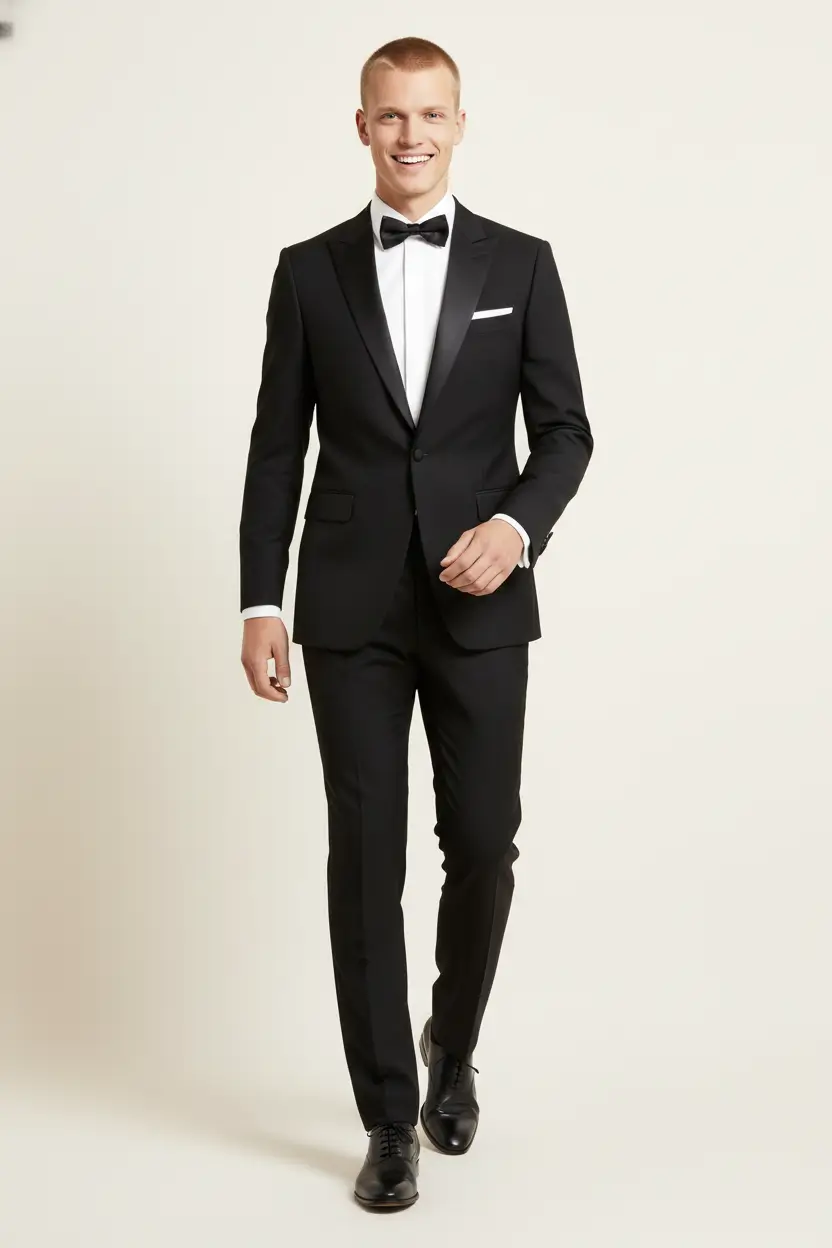 Men's Black Slim Fit Shawl Lapel Tuxedo Image 1