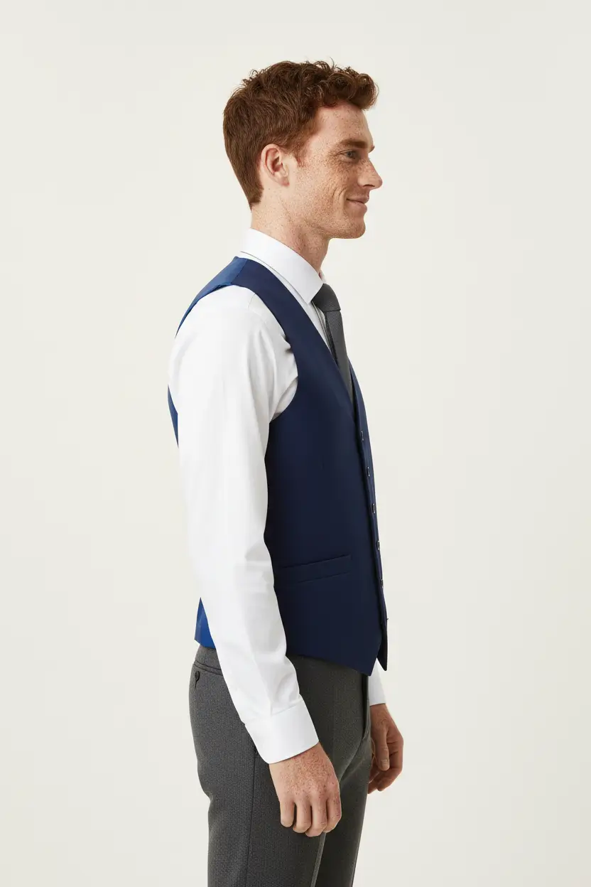 Men's French Blue Vest Image 2