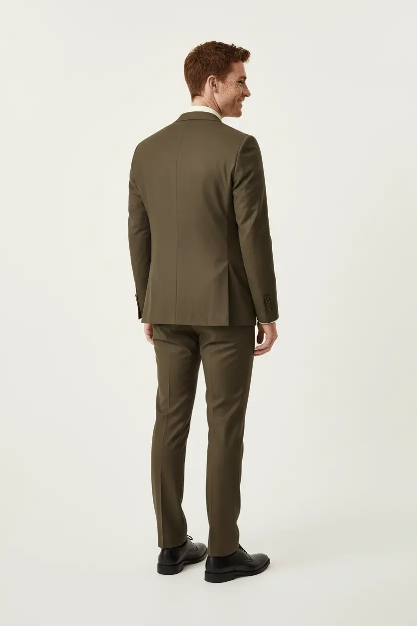 Men's Olive/Brown Suit Slim Fit Image 2