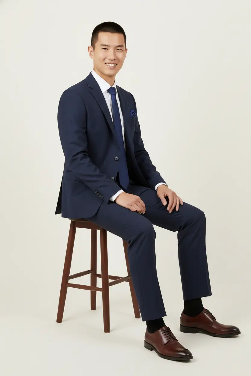 Men's Classic Navy Suit Image 2