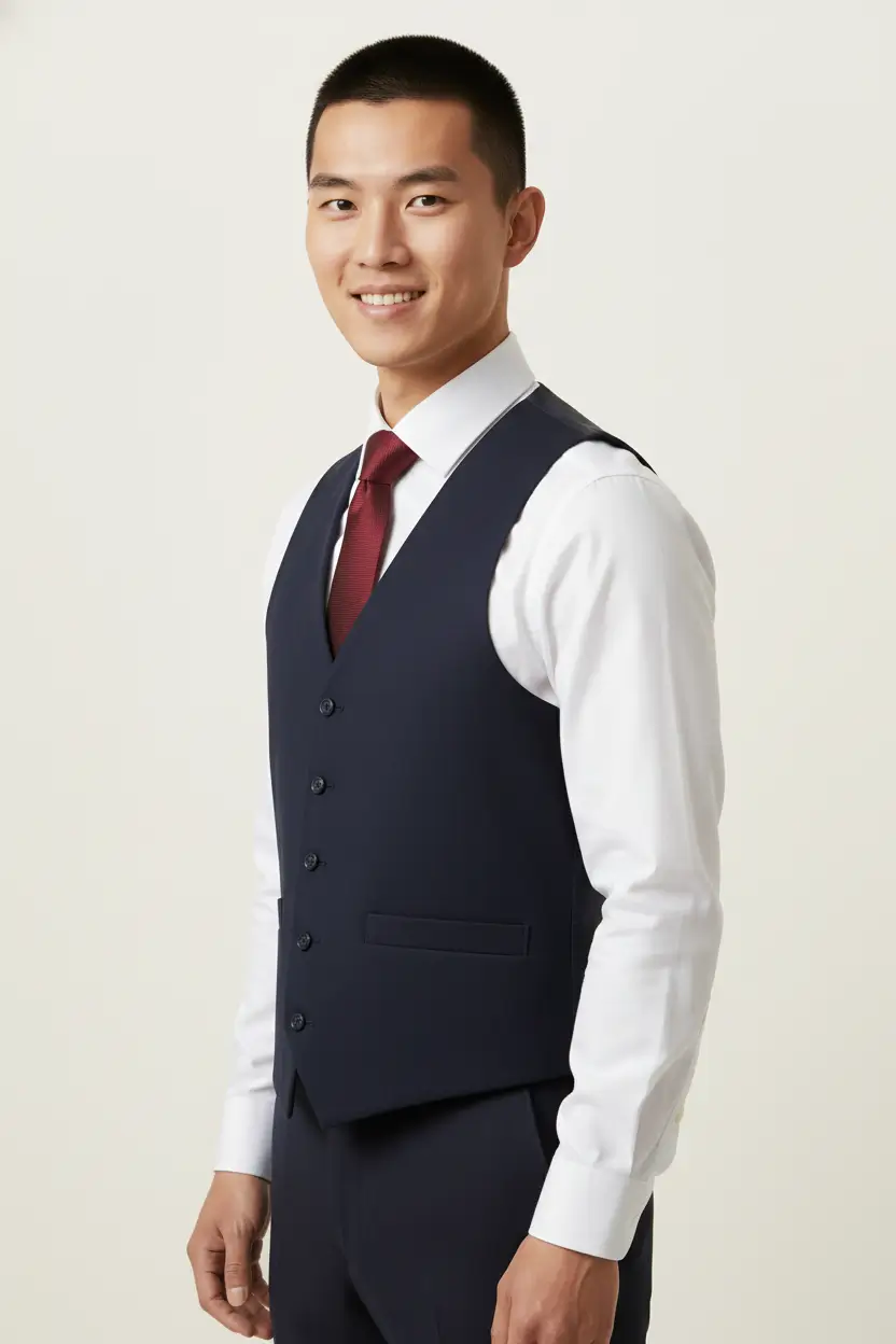 Men's Classic Navy Vest Image 2