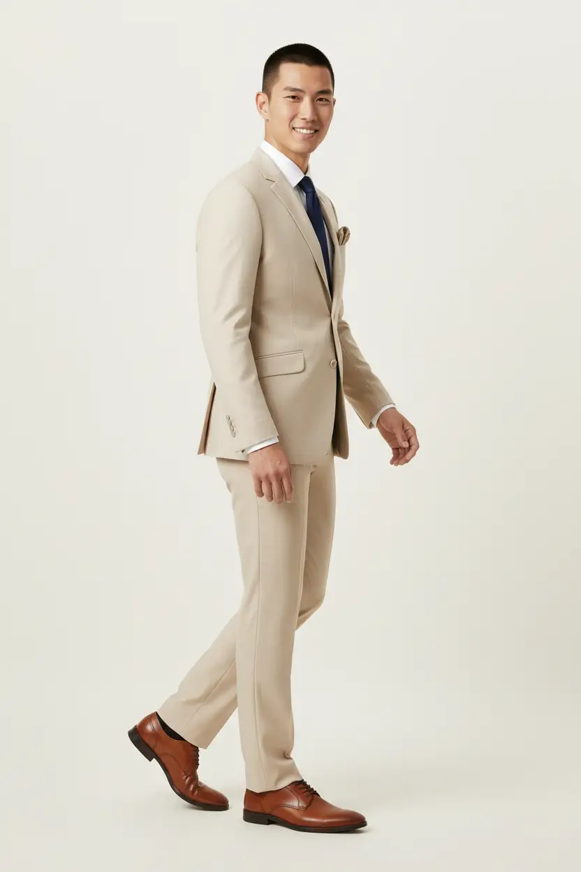 Men's Beige/Tan Suit Image 2