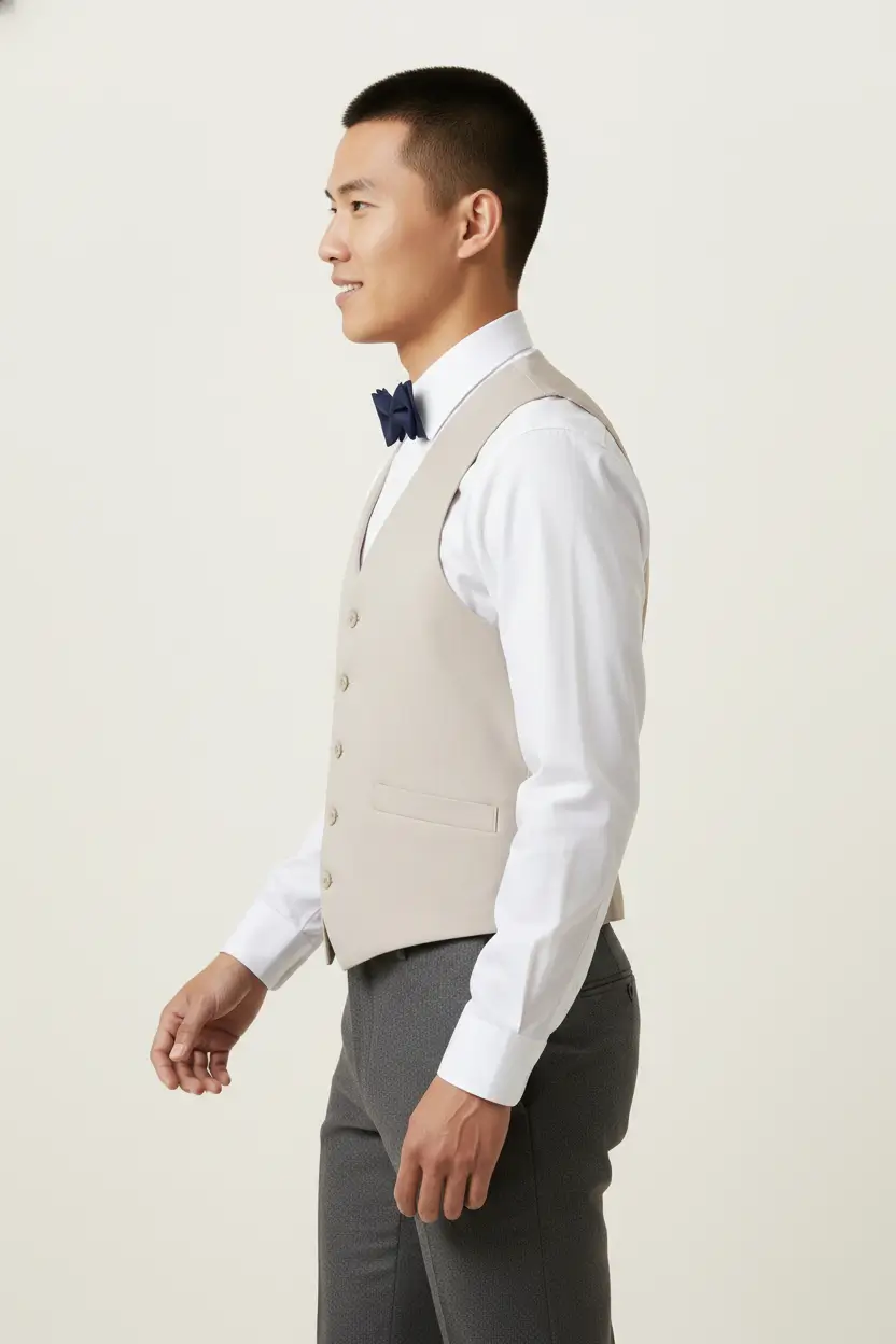 Men's Beige Vest Image 2