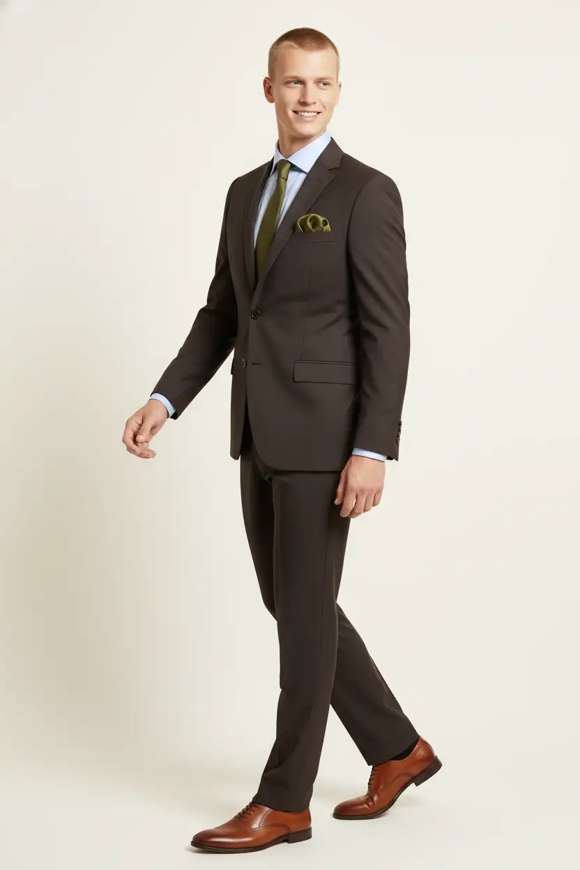 Men's Chocolate Brown Suit Image 2