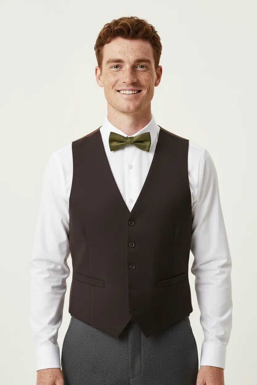 Men's Brown Classic Fit Vest with Notch Lapel