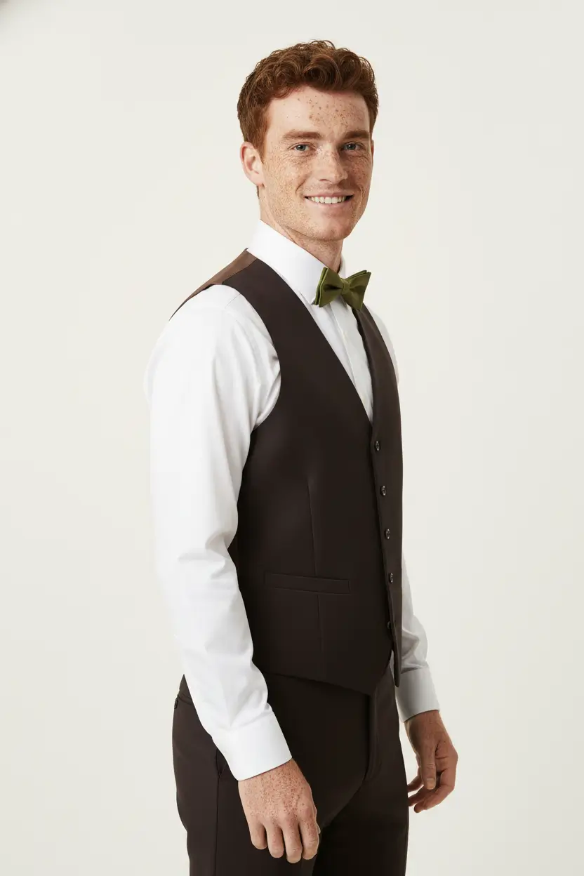 Men's Chocolate Brown Vest Image 2