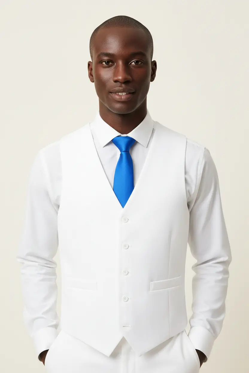 Men's White Vest 5-Button