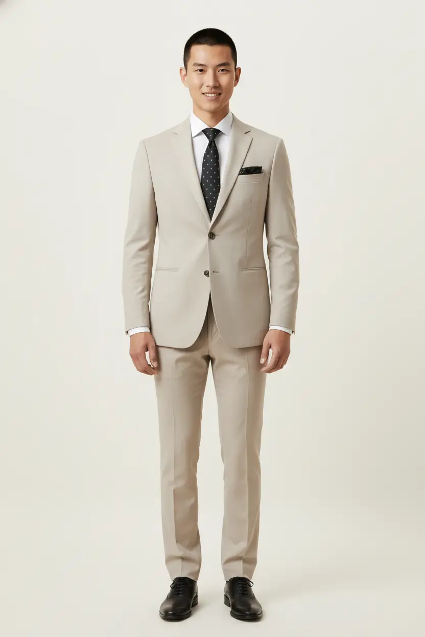 Men's Stone Color Suit Image 1