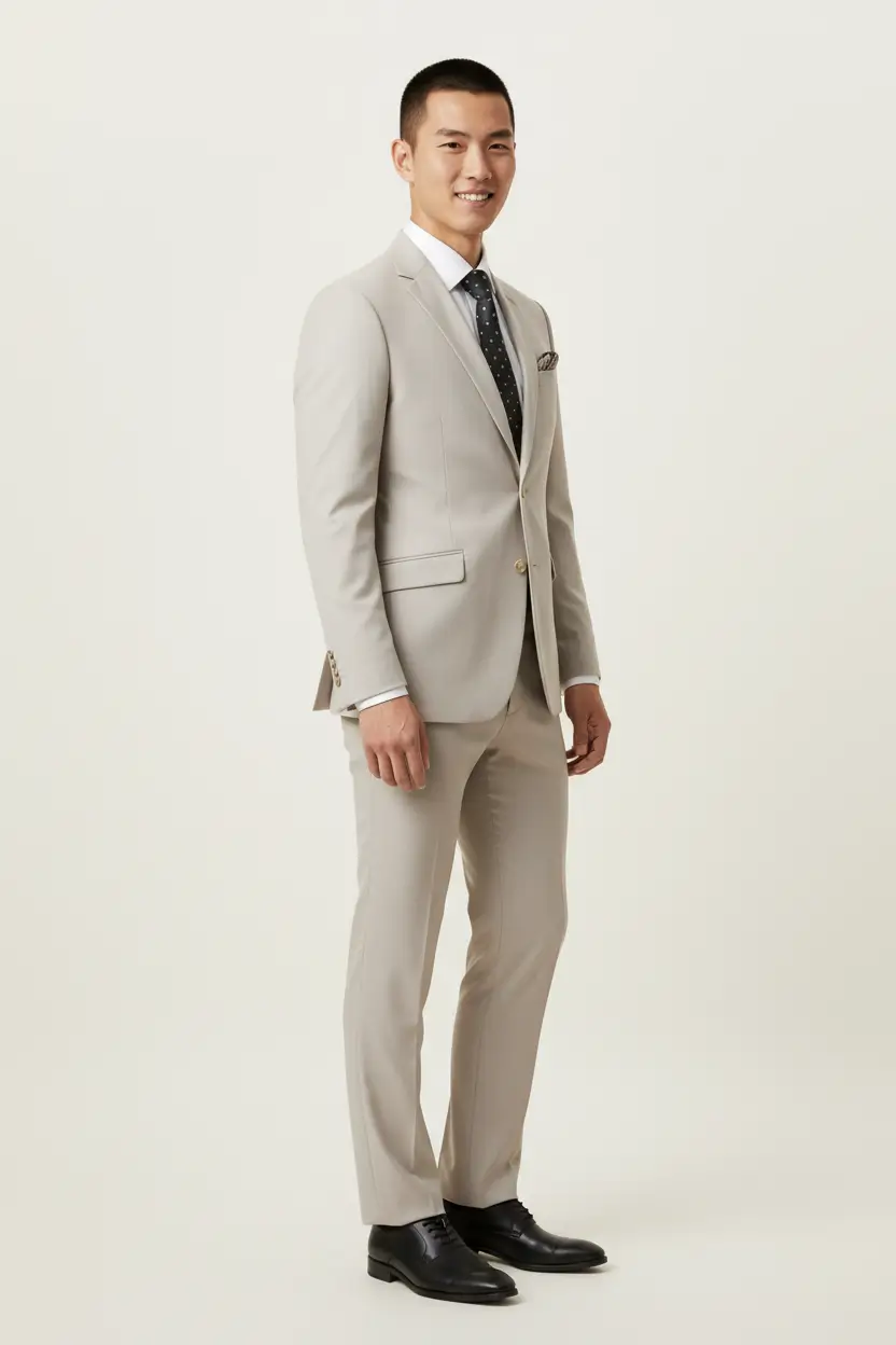 Men's Stone Color Suit Image 2