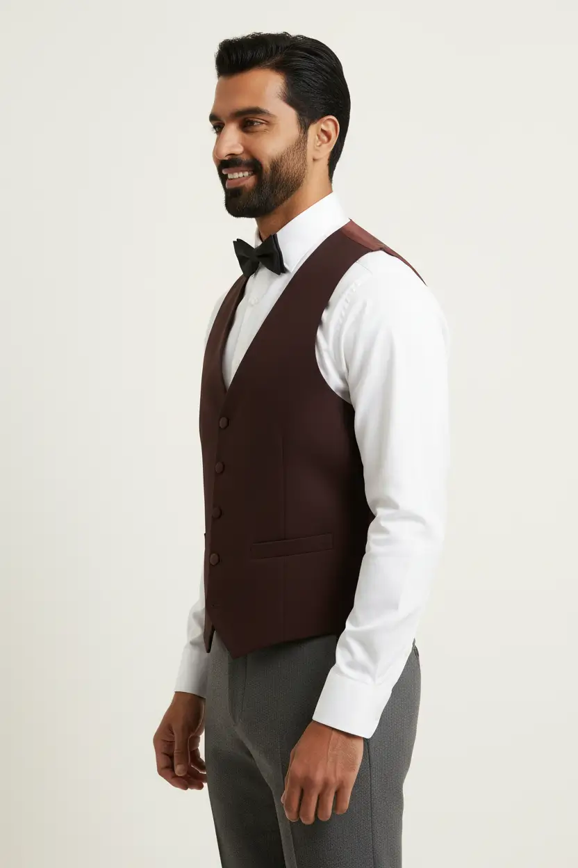 Men's Burgundy Vest Image 2
