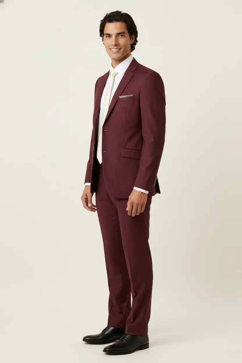 Men's Burgundy Suit Image 2