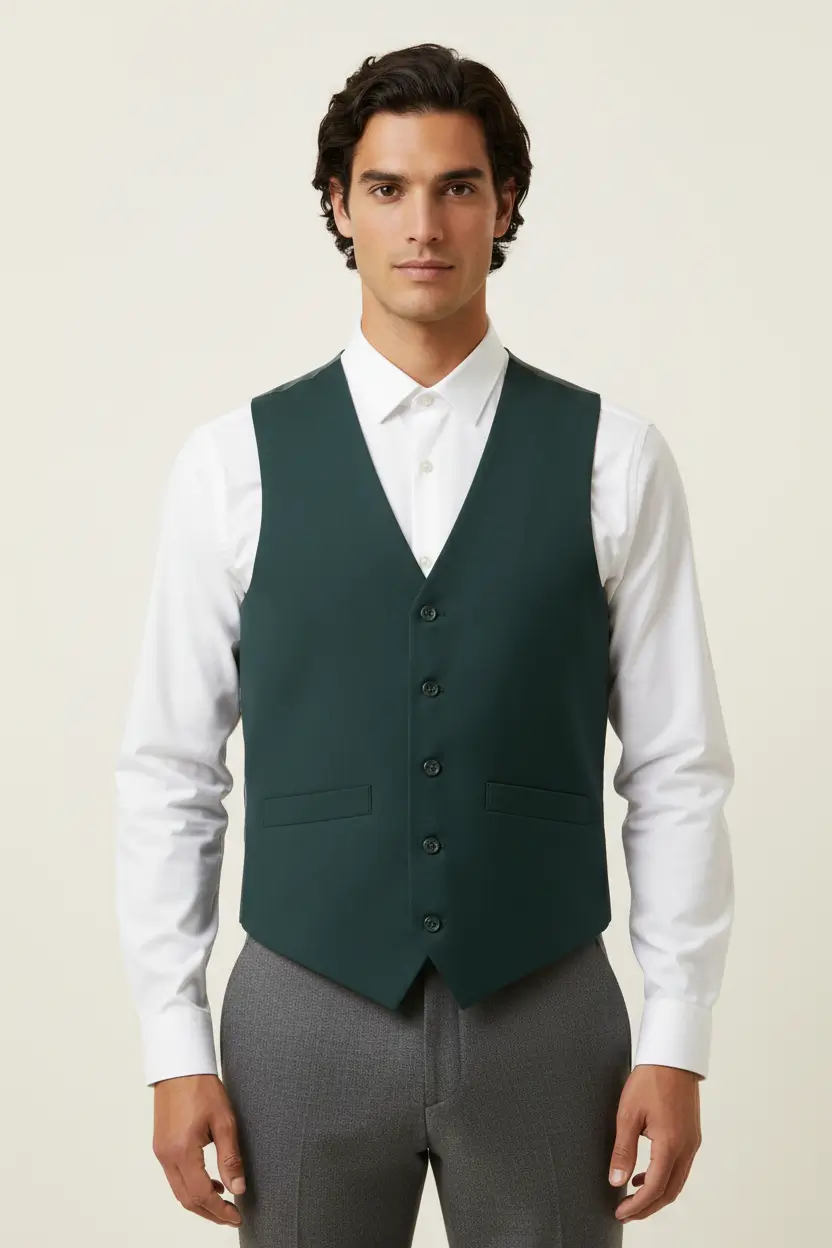 Men's Hunter Green Vest Classic Fit 5-Button Image 1