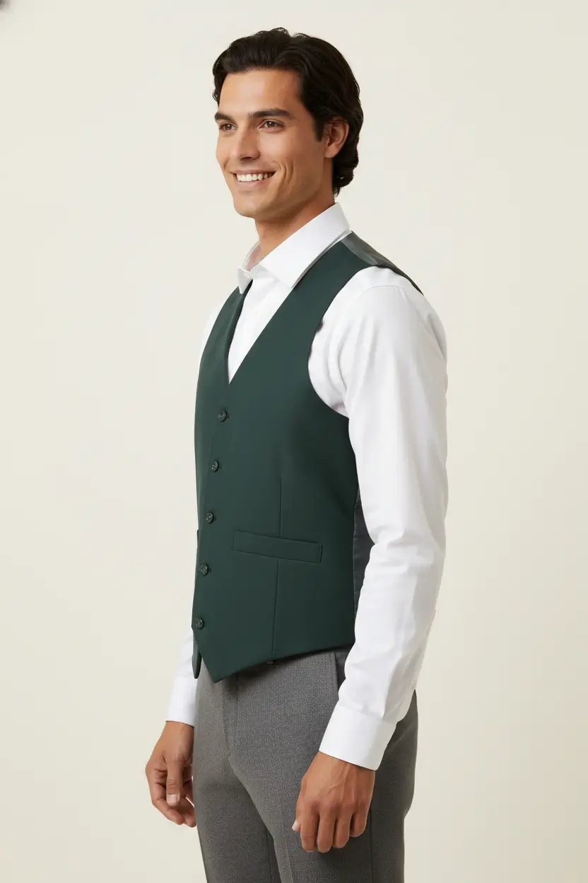 Men's Hunter Green Vest Classic Fit 5-Button Image 2