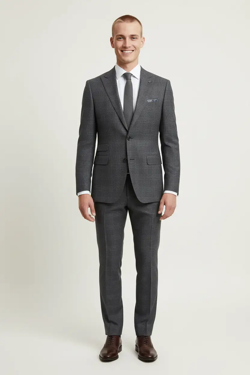 English Laundry Charcoal Navy Plaid Suit