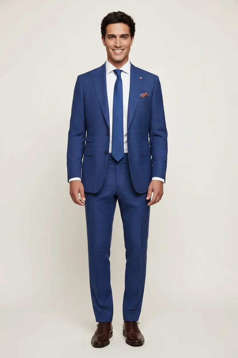 English Laundry Royal Blue Plaid Suit Image 1