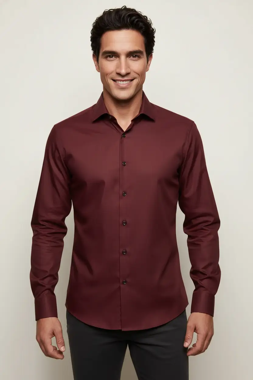 Burgundy Dress Shirt Image 1