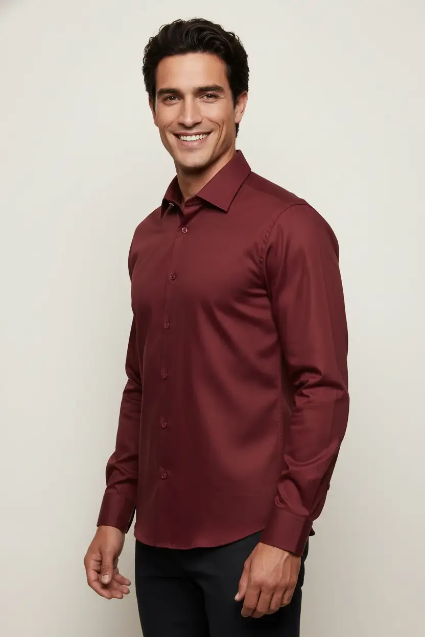 Burgundy Dress Shirt Image 2
