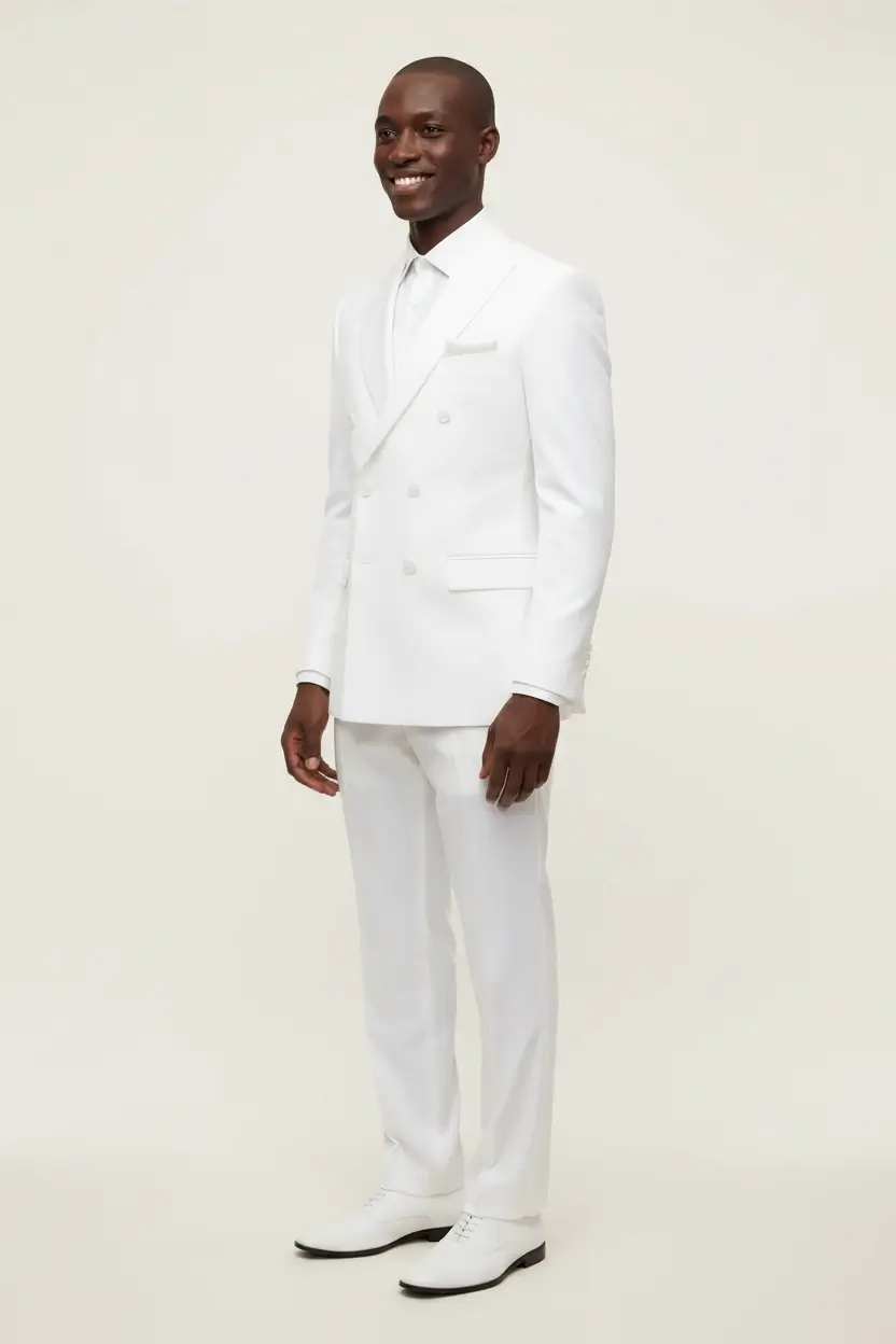 Men's White Double Breasted Suit  Modern Fit Image 2