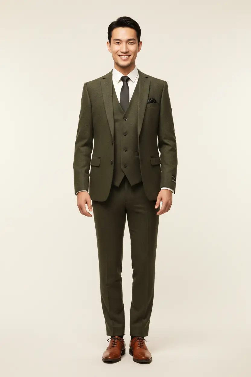 Men's Tweed Olive Suit