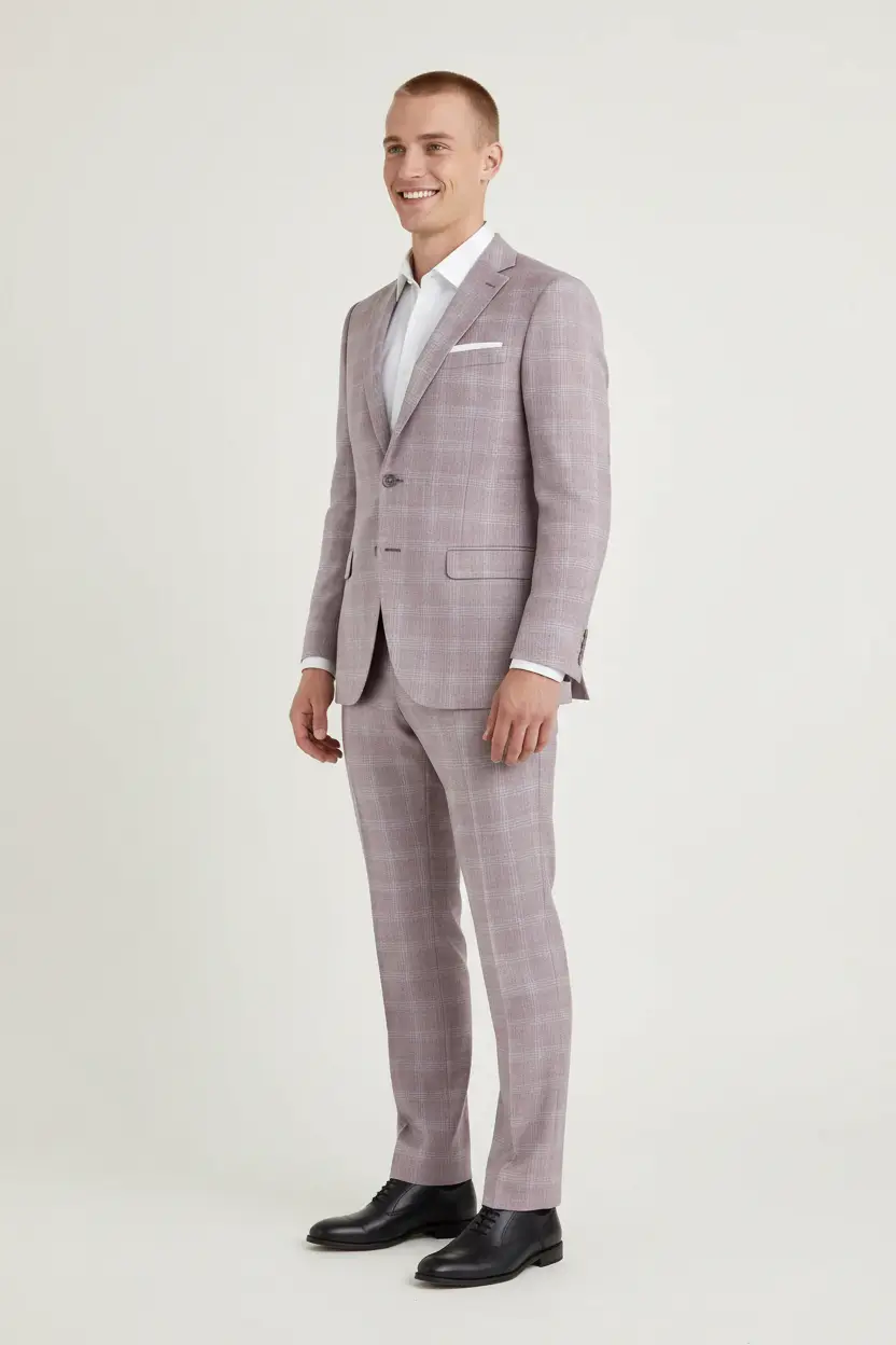 Men's Suit Check Pattern Modern Fit Image 2