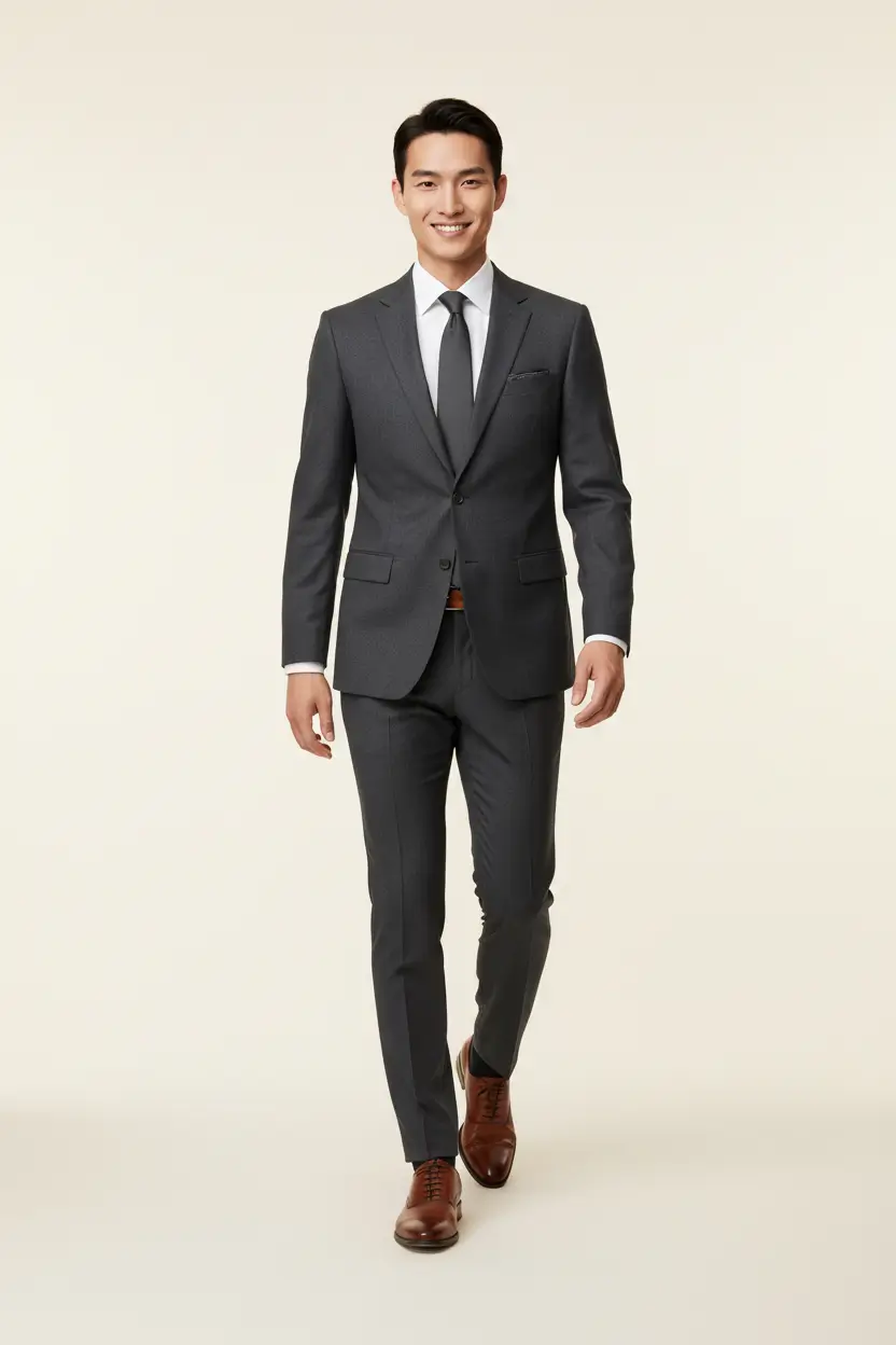 Men's Charcoal Gray Suit Image 1