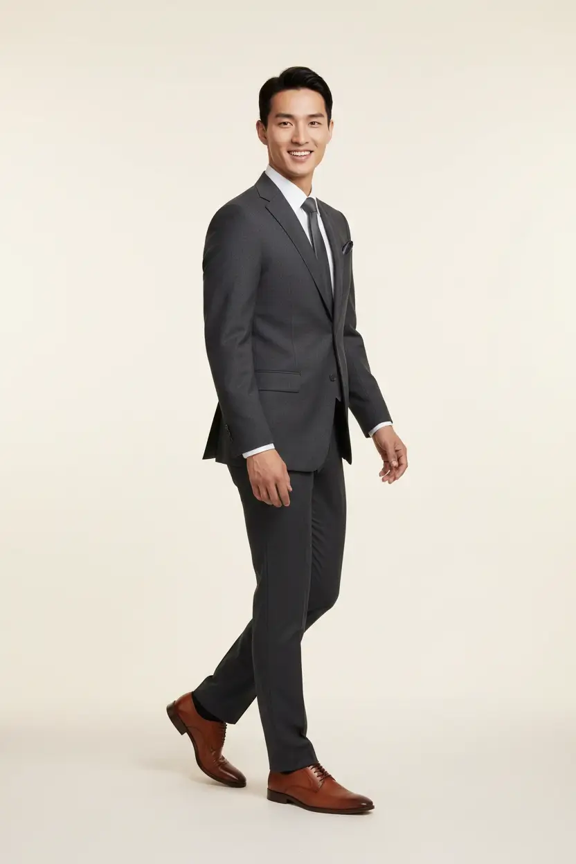 Men's Charcoal Gray Suit Image 2