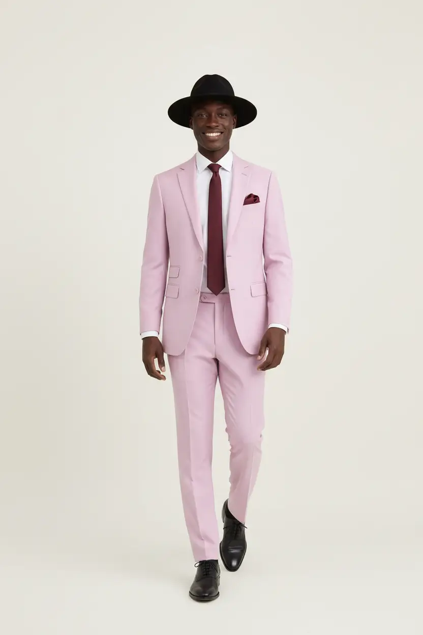 Men's Light Pink Suit Image 1