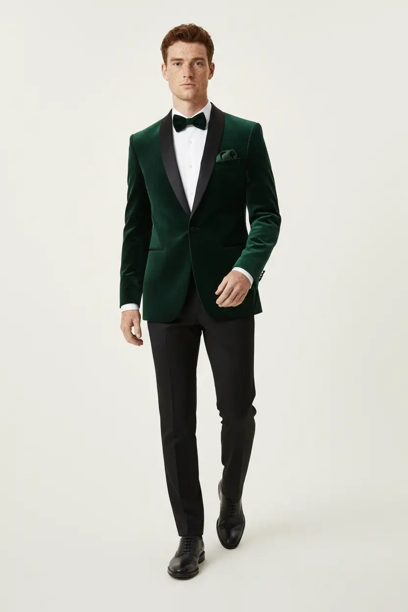 Men's Green Tuxedo Velvet Shawl Lapel