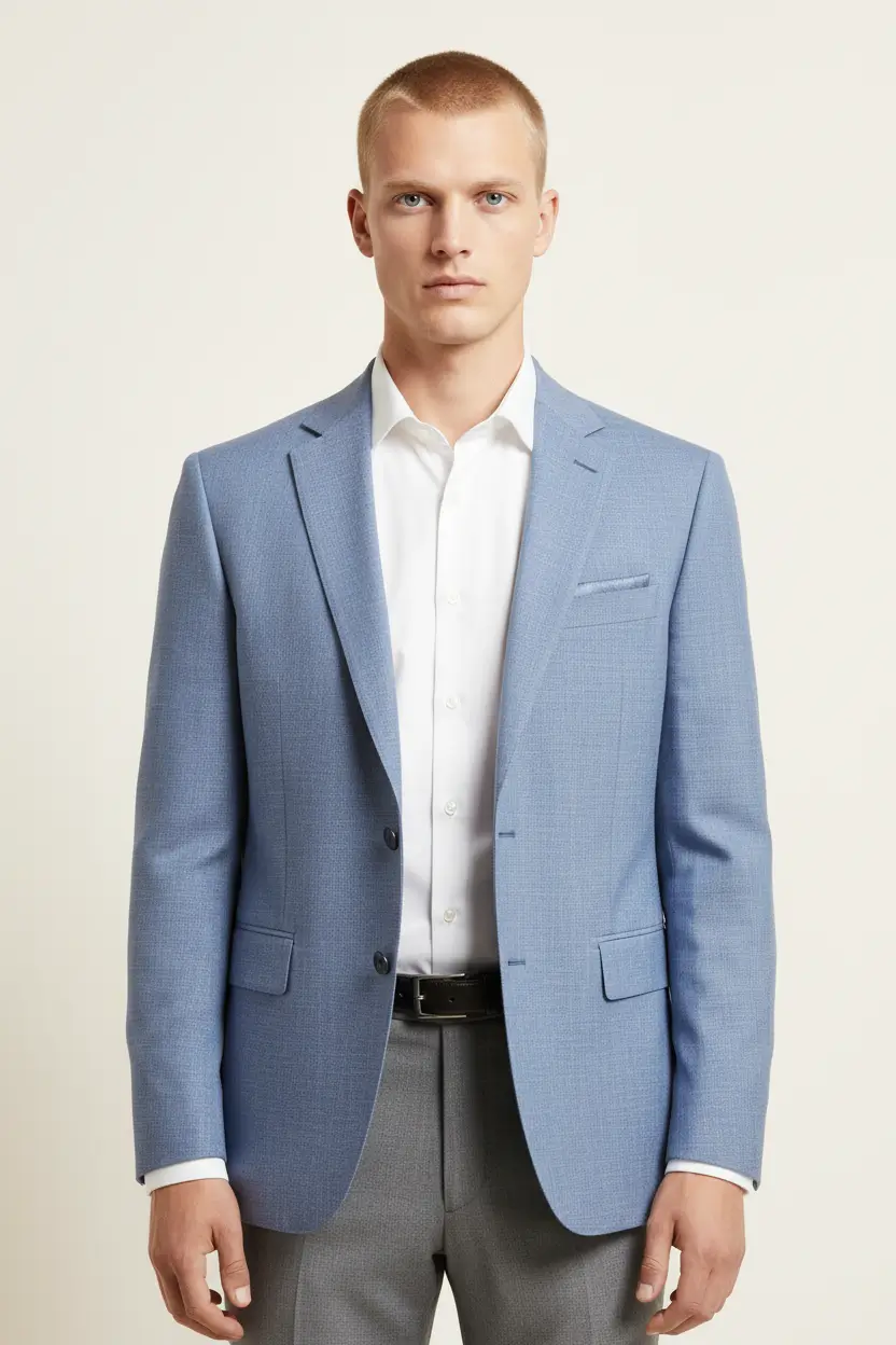 Men's Blue Jacket Single Breasted Two Button Image 1
