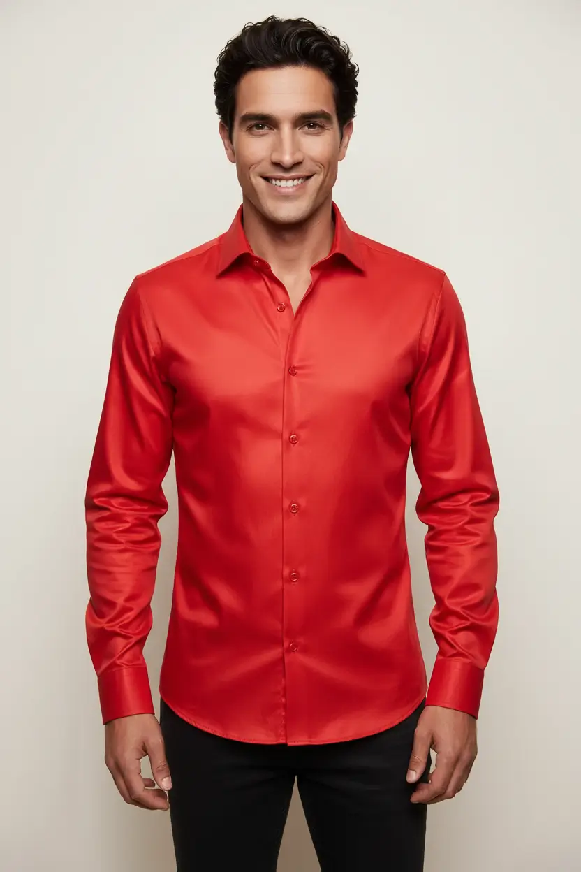 Bright Red Dress Shirt Image 1