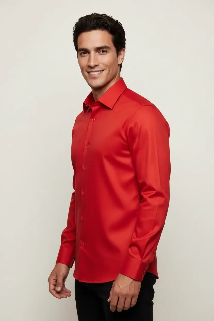 Bright Red Dress Shirt Image 2