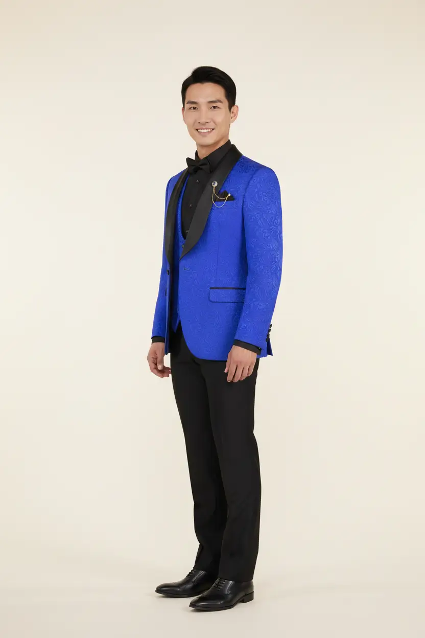 Men's Slim Fit Vested Jacquard Tuxedo Image 2