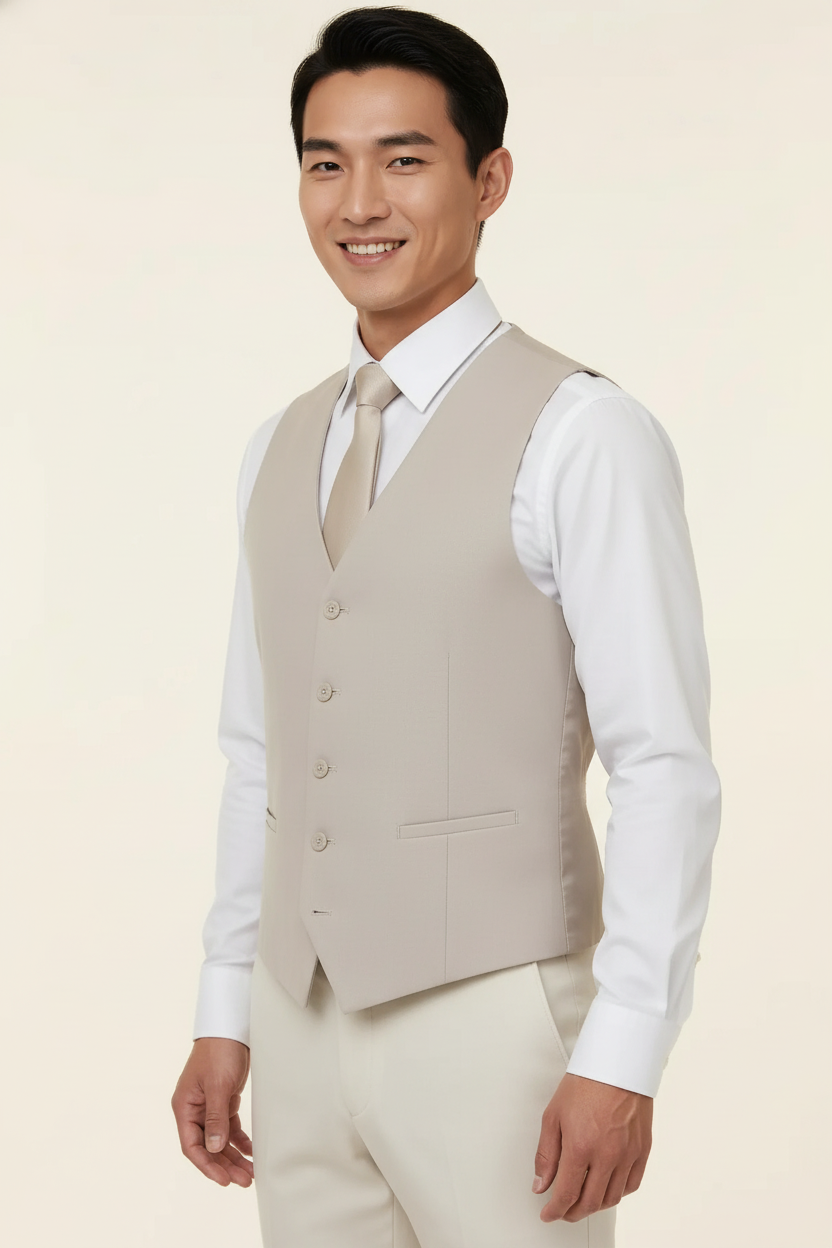 Beige Suit Vest Image 2