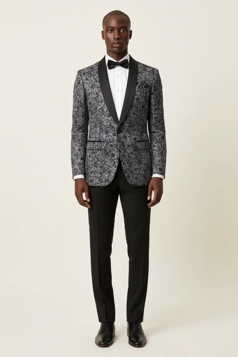 Men's Silver Tuxedo Shawl Lapel 2-Button