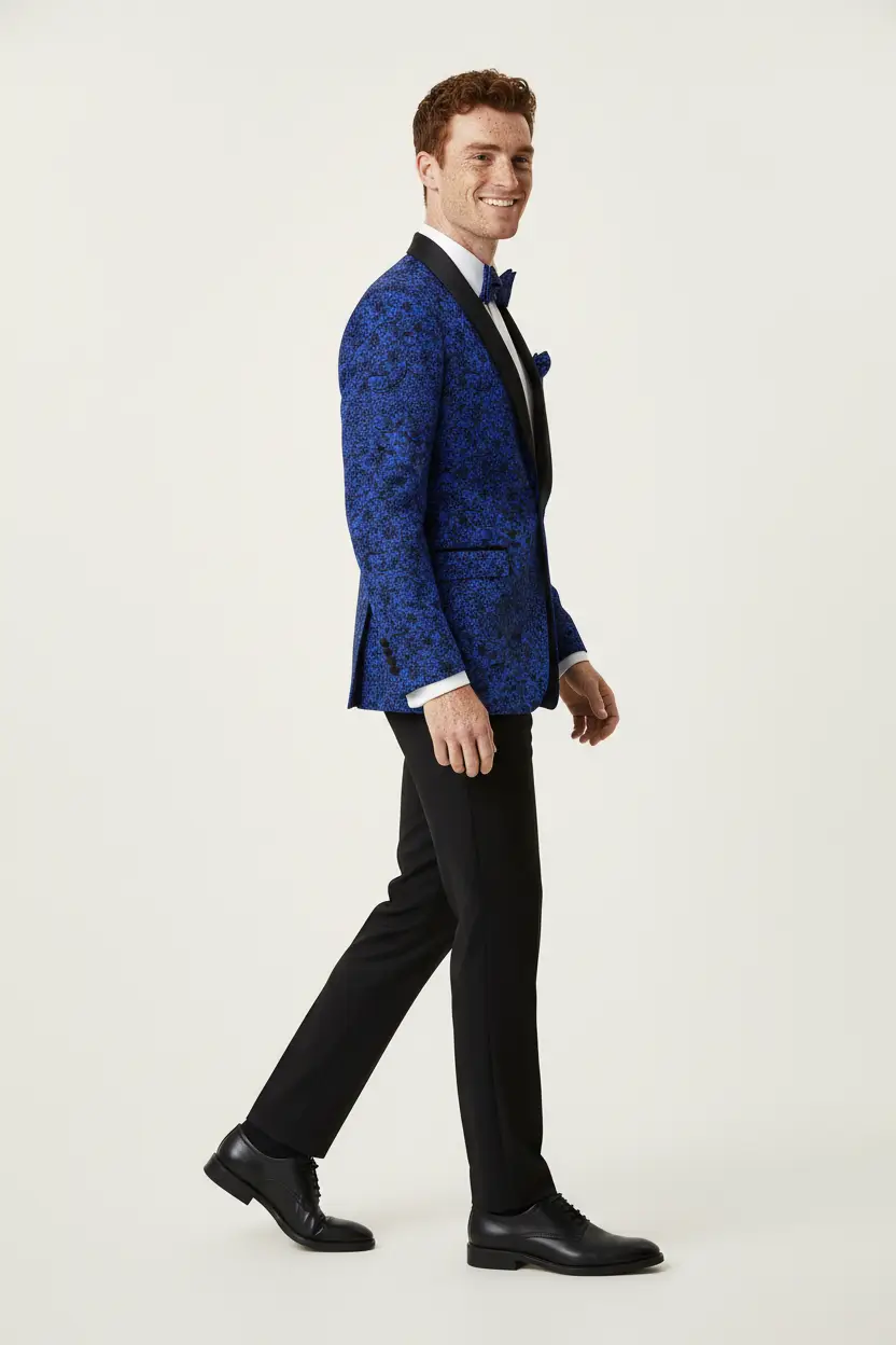 Men's Royal Blue Tuxedo Shawl Lapel Design Image 2