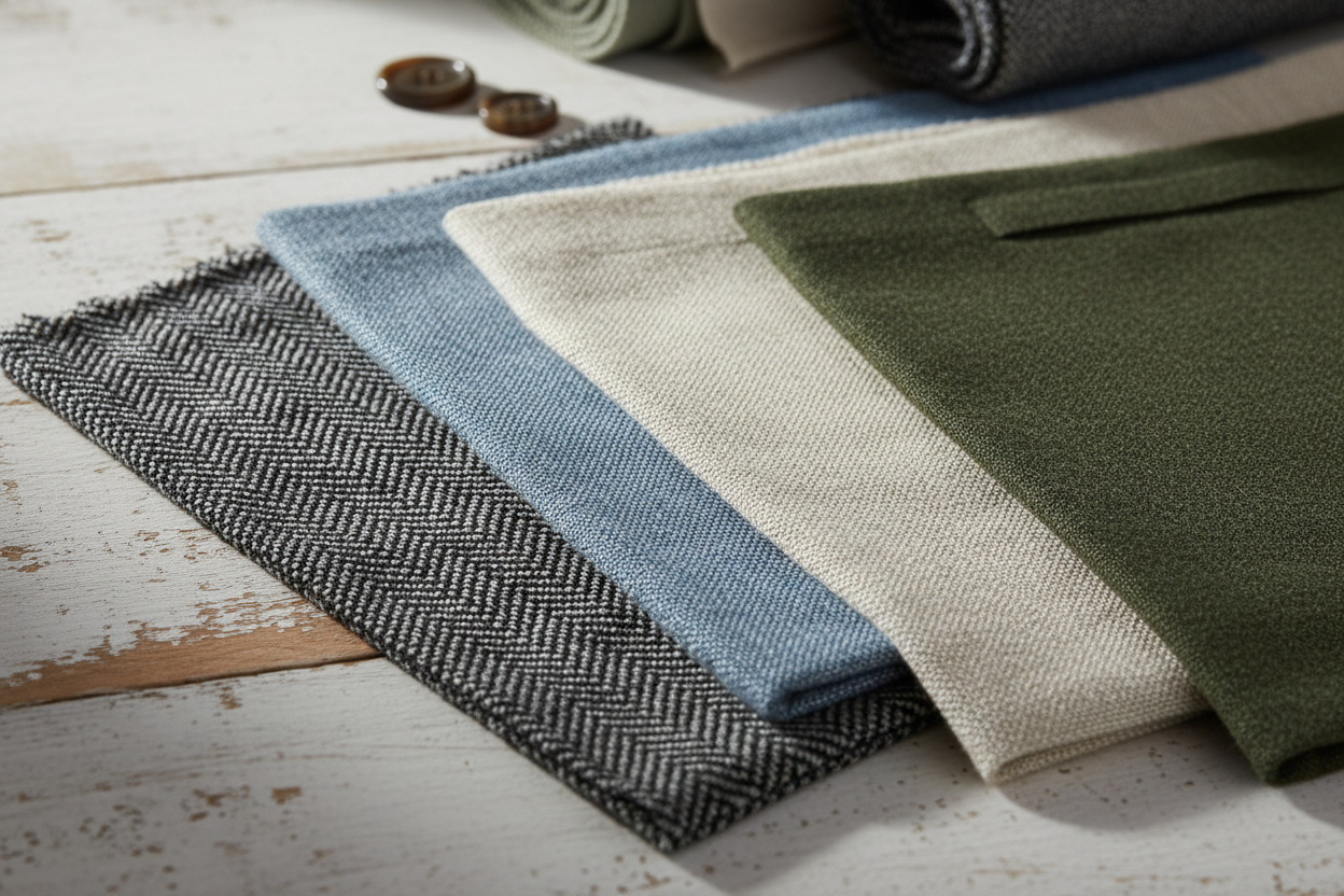 Eco-friendly fabrics for wedding suits.